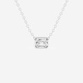 Emerald Cut Moissanite Diamond Bezel Sterling Silver Solitaire  Pendant