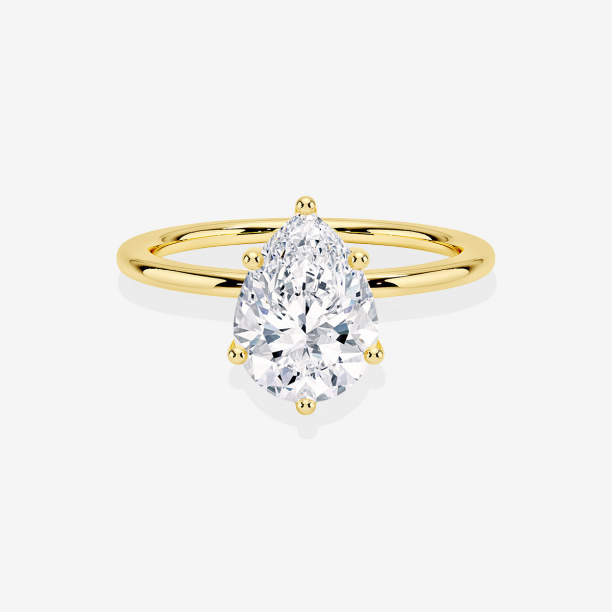 Pear Cut Lab Grown Diamond Classic Solitaire Engagement 14k Gold Ring