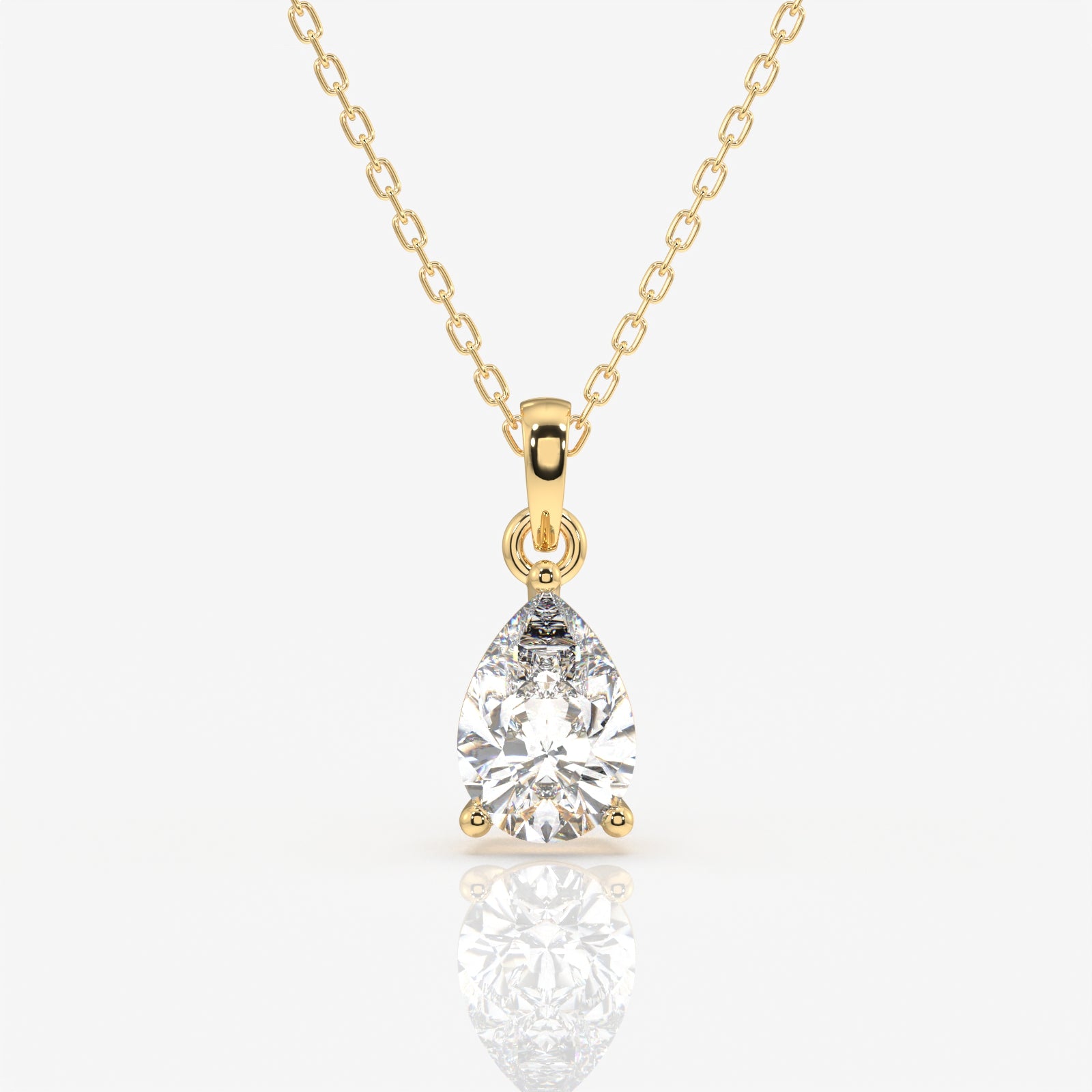 Pear Cut Lab Grown Diamond Solitaire 14k Gold Pendant