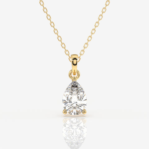Pear Cut Lab Grown Diamond Solitaire 14k Gold Pendant