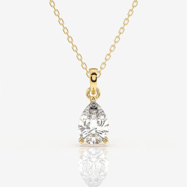 Pear Cut Moissanite Diamond Solitaire Sterling Silver Pendant