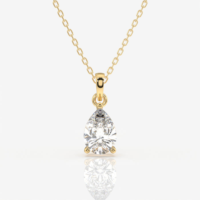 Pear Cut Lab Grown Diamond Solitaire 14k Gold Pendant