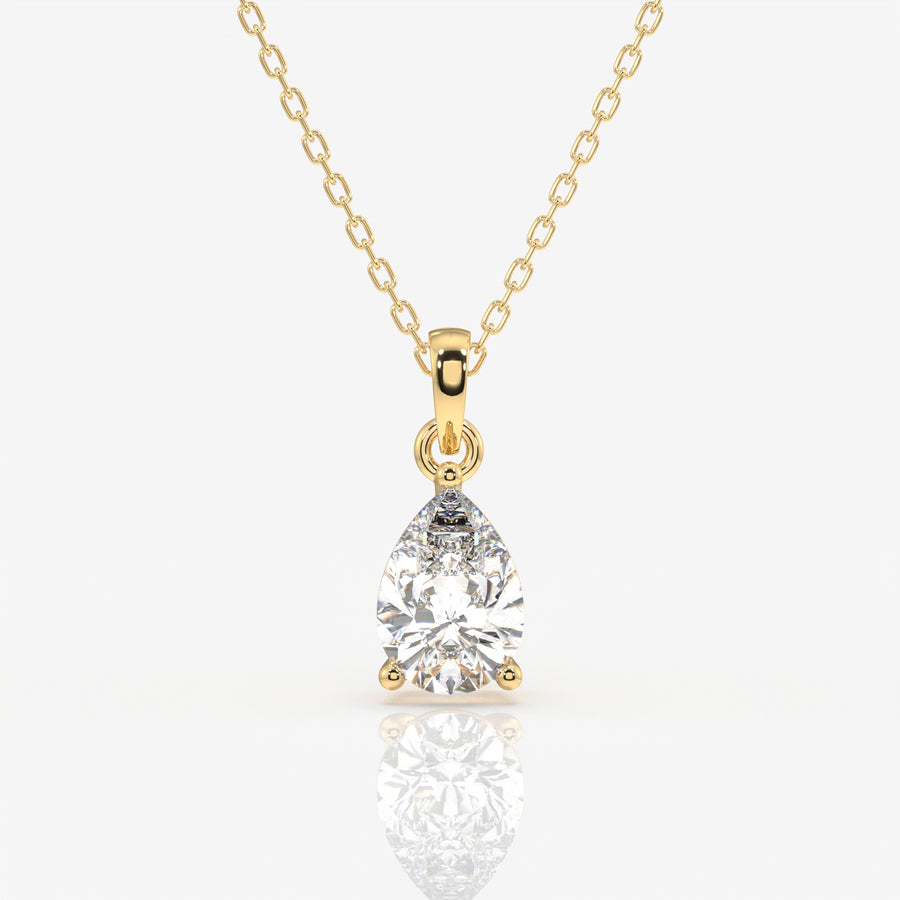 Pear Cut Lab Grown Diamond Solitaire 14k Gold Pendant