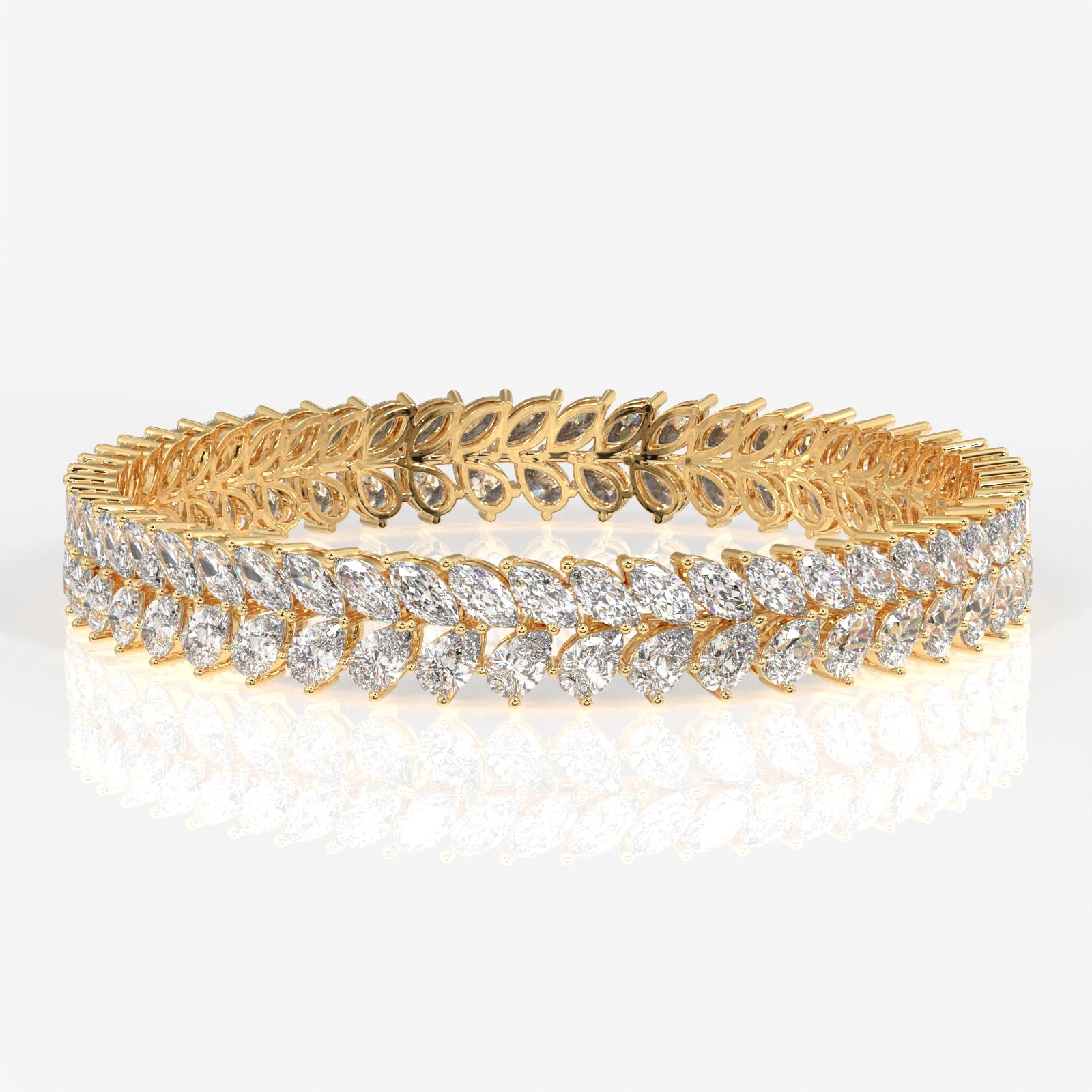 Pear and Marquise Cut Moissanite Diamond 18K Gold Bangle