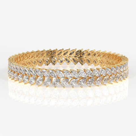 Pear and Marquise Cut Moissanite Diamond 18K Gold Bangle