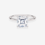 Premium Asscher Cut Moissanite Diamond Petite Solitaire Engagement 14k Gold Ring