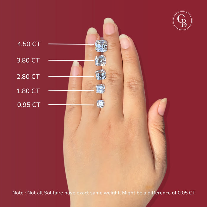 Premium Asscher Cut Moissanite Diamond Petite Solitaire Engagement Sterling Silver Ring