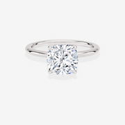 Premium Cushion Cut Lab Grown Diamond Petite Solitaire Engagement 14k Gold Ring