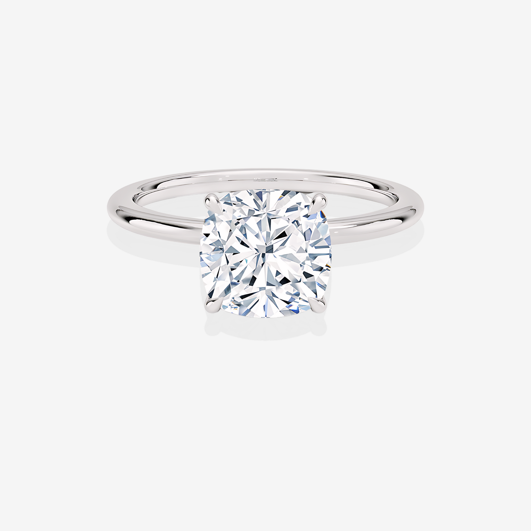 Premium Cushion Cut Lab Grown Diamond Petite Solitaire Engagement 14k Gold Ring