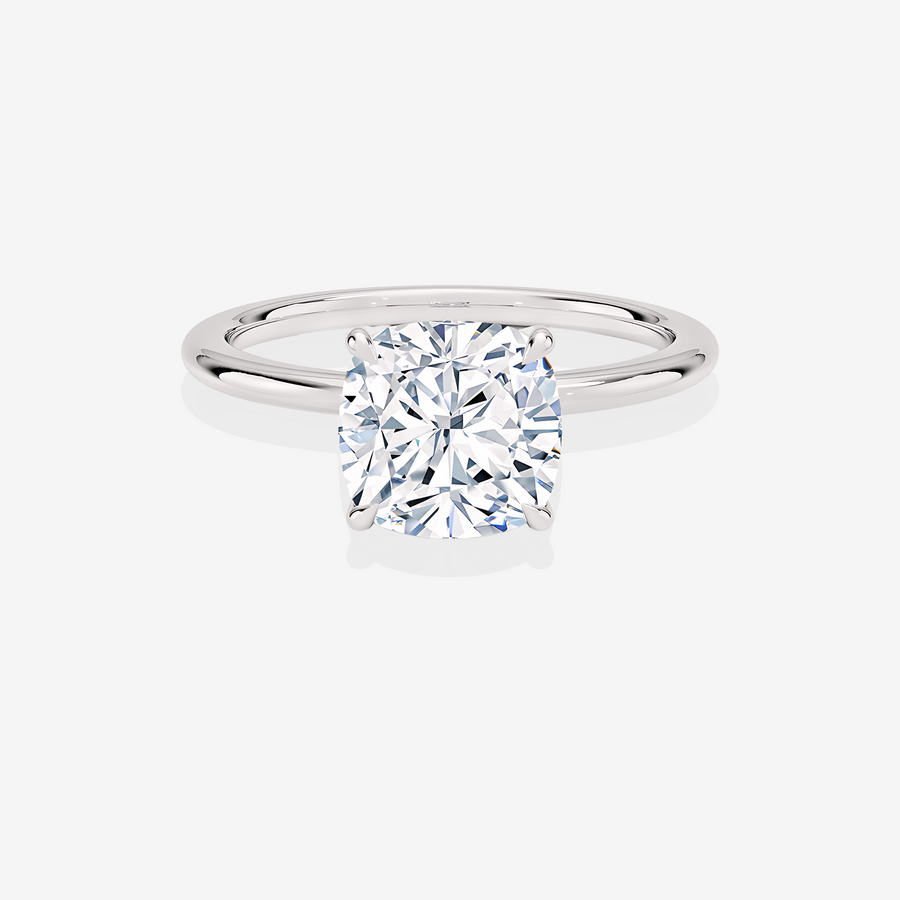 Premium Cushion Cut Lab Grown Diamond Petite Solitaire Engagement 14k Gold Ring