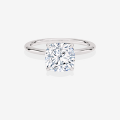 Premium Cushion Cut Lab Grown Diamond Petite Solitaire Engagement 14k Gold Ring