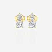Premium Cushion and Pear Cut Moissanite Diamond 14k Gold Stud