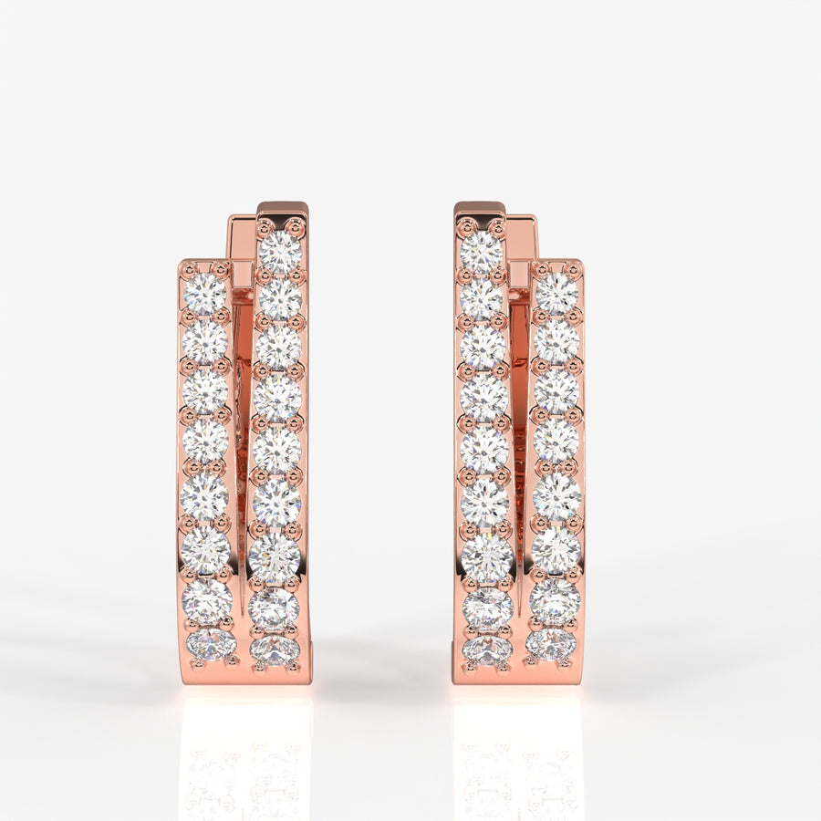 Premium Dual Gleam Lab Grown Hoop 14k Gold Earrings