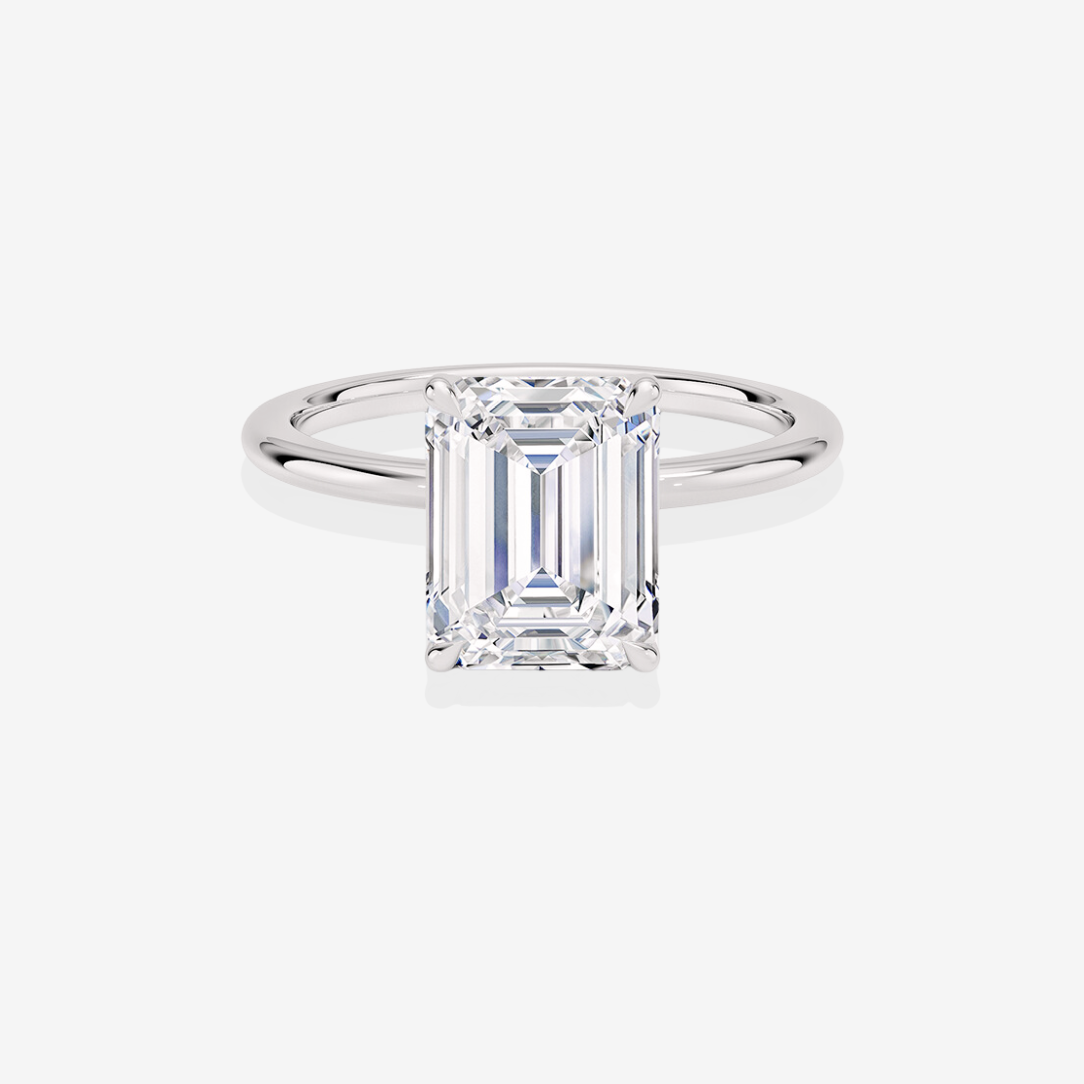 Premium Emerald Cut Lab Grown Diamond Petite Solitaire Engagement 14k Gold Ring