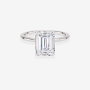 Premium Emerald Cut Lab Grown Diamond Petite Solitaire Engagement 14k Gold Ring