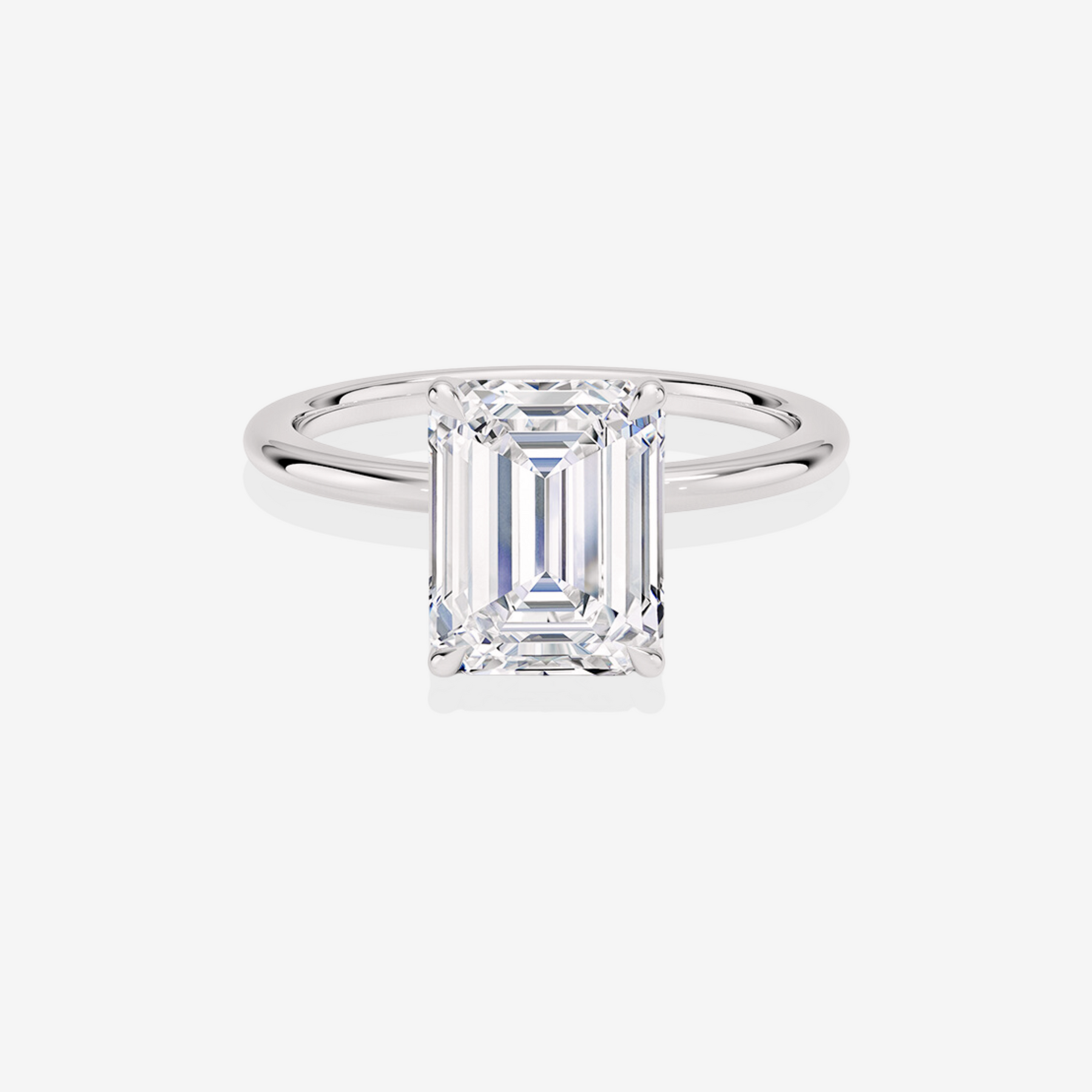Premium Emerald Cut Lab Grown Diamond Petite Solitaire Engagement 14k Gold Ring