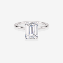 Premium Emerald Cut Lab Grown Diamond Petite Solitaire Engagement 14k Gold Ring