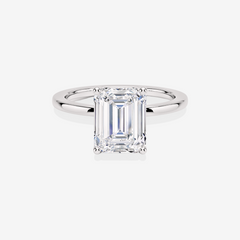 Premium Emerald Cut Lab Grown Diamond Provence Solitaire Engagement 14k Gold Ring