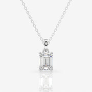 Premium Emerald Cut Moissanite Lab Grown Solitaire 14k Gold Pendant