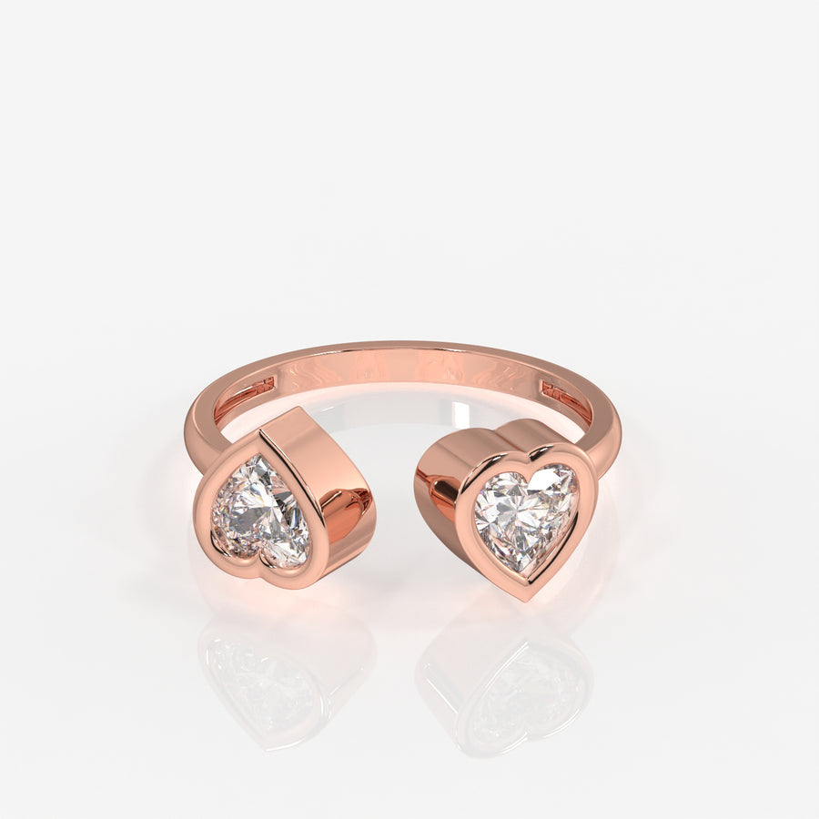 Premium Heart Cut Moissanite Diamond Toi Moi 18K Gold Ring
