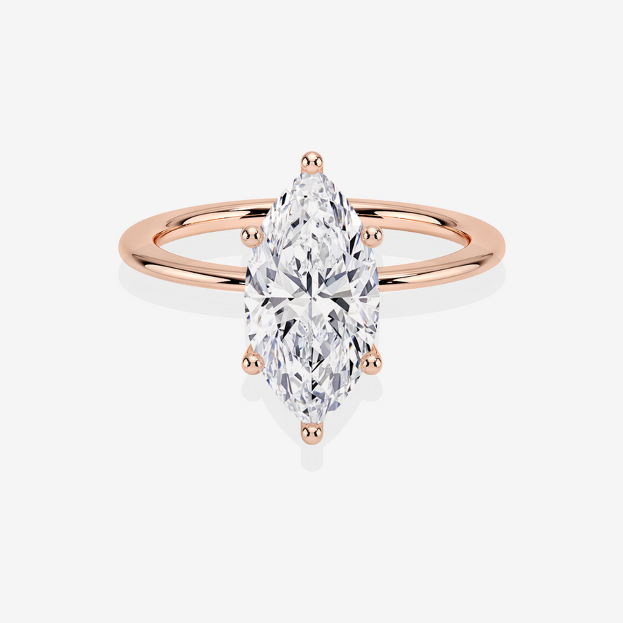 Premium Marquise Cut Lab Grown Diamond Classic Solitaire Engagement 14k Gold Ring