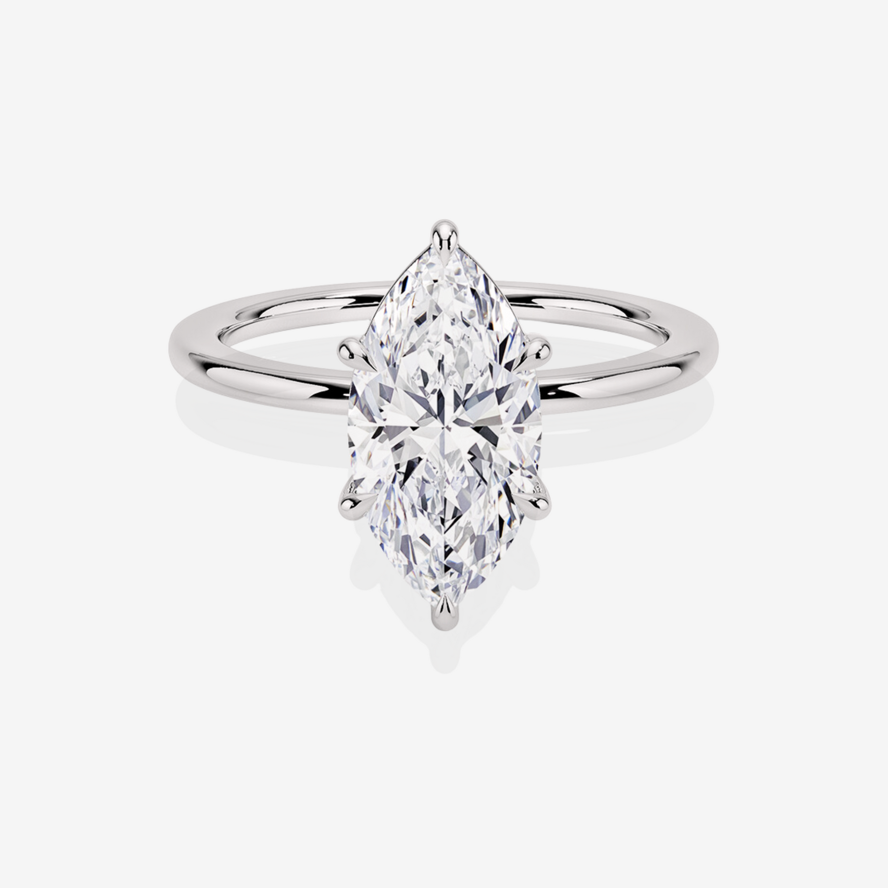 Premium Marquise Cut Lab Grown Diamond Petite Solitaire Engagement 14K Gold Ring