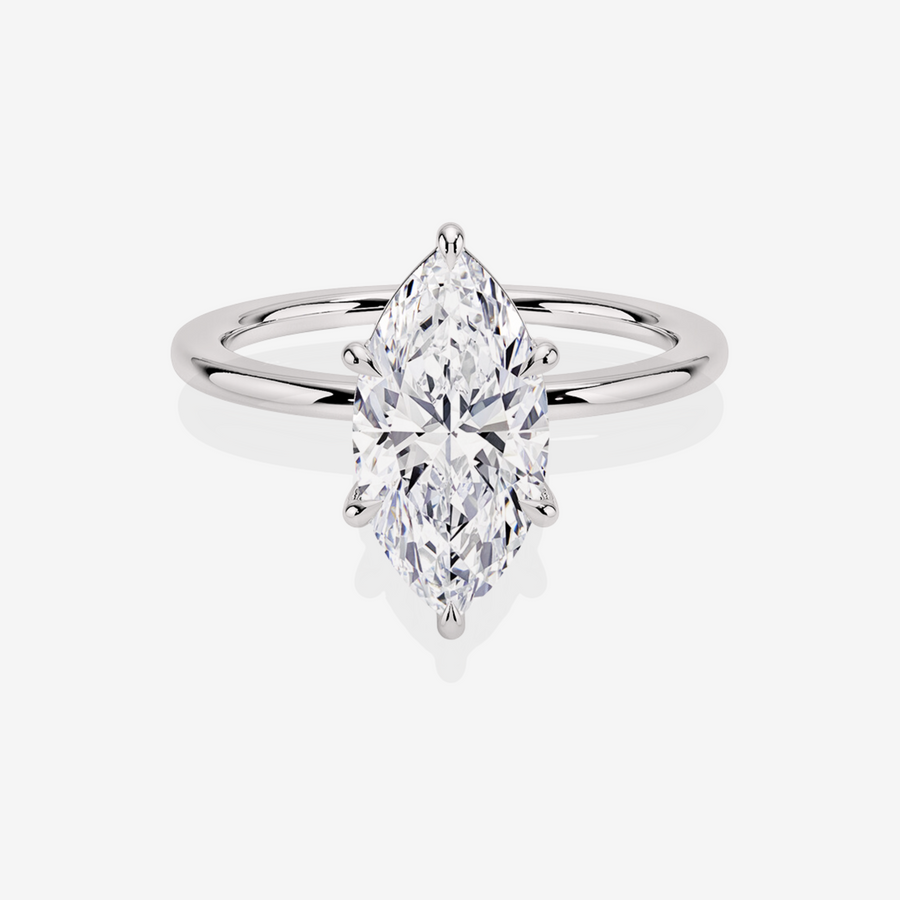 Premium Marquise Cut Lab Grown Diamond Petite Solitaire Engagement 14K Gold Ring