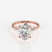 Premium Oval Cut Moissanite Diamond Engagement Sterling Silver Ring
