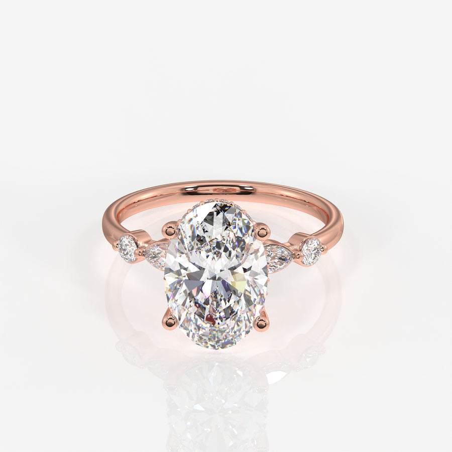 Premium Oval Cut Moissanite Diamond Engagement Sterling Silver Ring