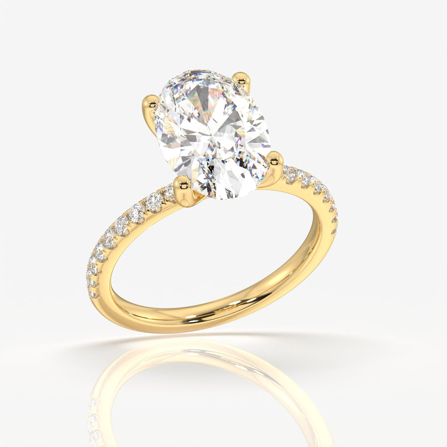 Premium Oval Cut Moissanite Diamond Pave Sterling Silver Ring