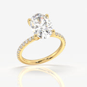 Premium Oval Cut Moissanite Diamond Pave Sterling Silver Ring