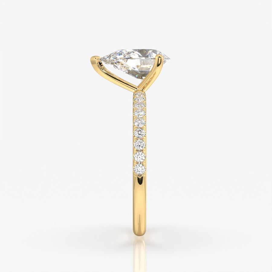 Premium Pear Cut Moissanite Diamond Pave Sterling Silver Ring