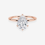 Premium Pear Cut Moissanite Diamond Solitaire Engagement Sterling Silver Ring