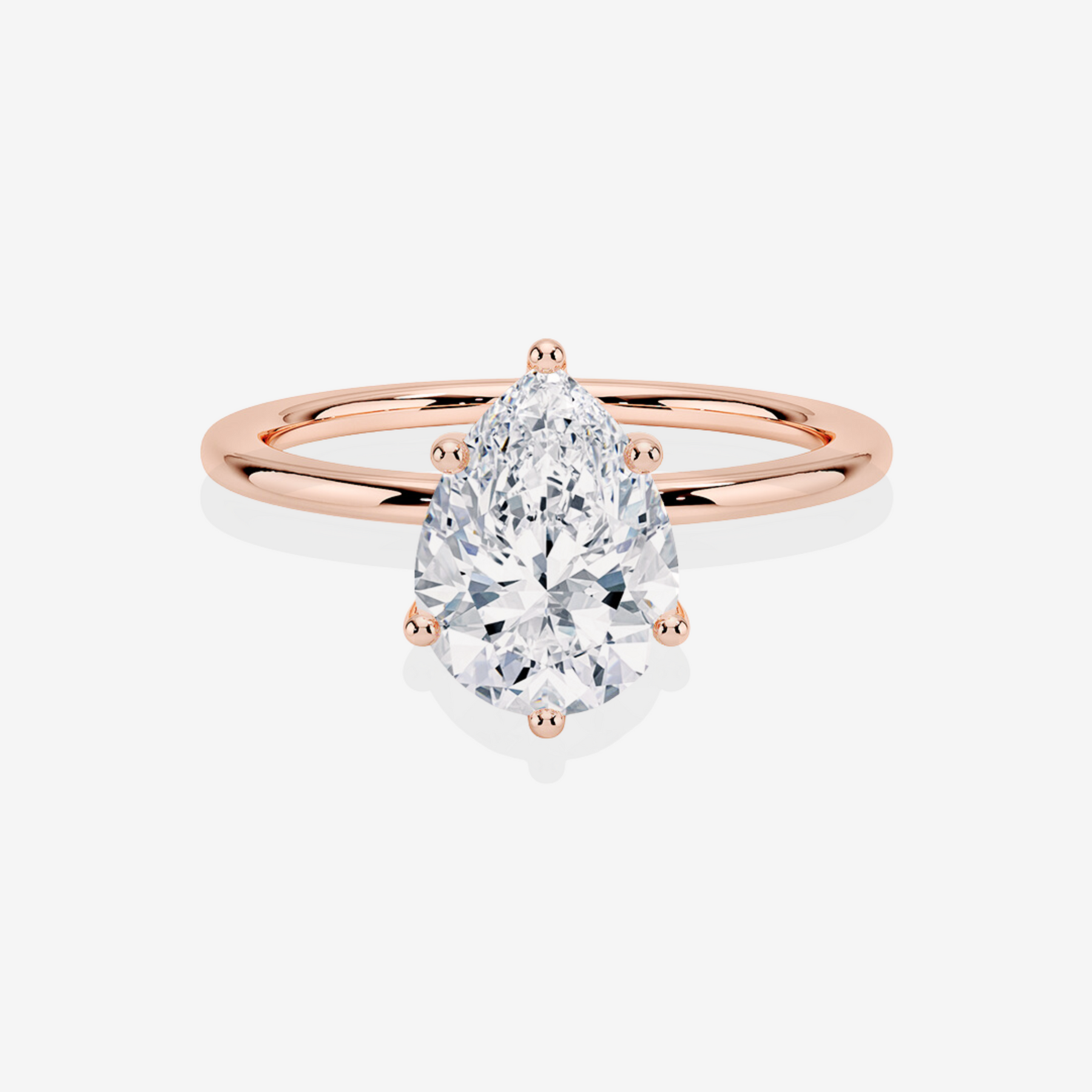 Premium Pear Cut Moissanite Diamond Solitaire Engagement Sterling Silver Ring