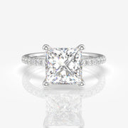 Premium Princess Cut Moissanite Diamond Pave 14k  Ring