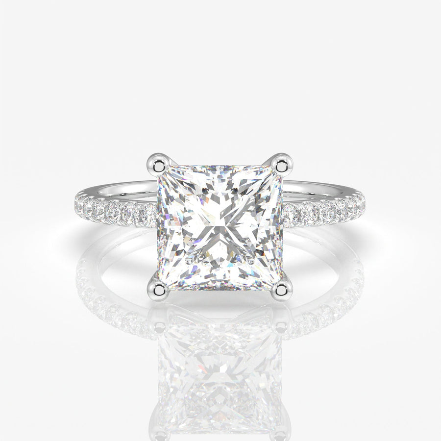 Premium Princess Cut Moissanite Diamond Pave 14k  Ring