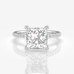 Premium Princess Cut Moissanite Diamond Pave 14k  Ring