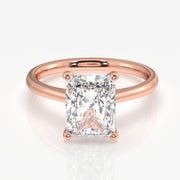 Premium Radiant Cut Lab Grown Diamond Classic Solitaire Engagement 14k Gold Ring