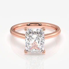 Premium Radiant Cut Lab Grown Diamond Classic Solitaire Engagement 14k Gold Ring
