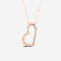 Premium Round Cut Lab Grown Diamond Heart Fashion 14k Gold Pendant
