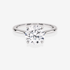 Premium Round Cut Moissanite Diamond Petite Solitaire Engagement Sterling Silver Ring