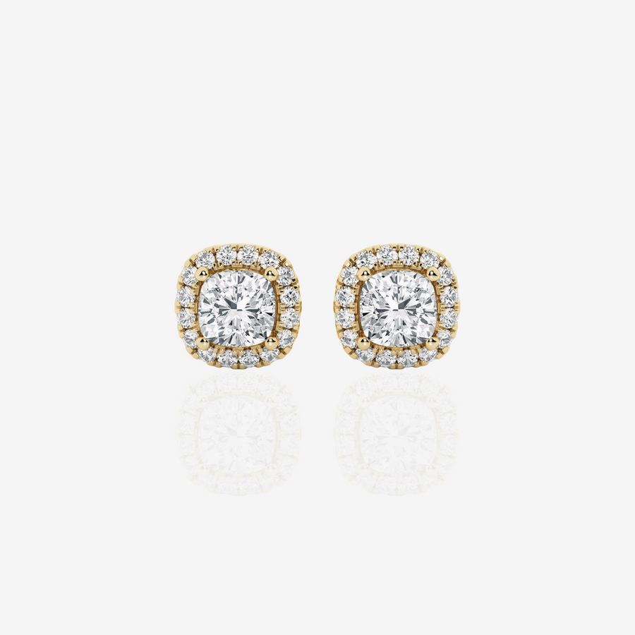 Premuim Cushion Cut Moissanite Diamond Halo Certified Stud Sterling Silver Earrings