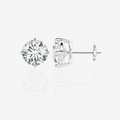 Premuim Round Cut Moissanite Diamond Certified Stud Sterling Silver Earrings