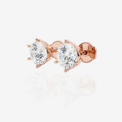 Premuim Round Cut Moissanite Diamond Six Prong Stud Sterling Silver Earrings