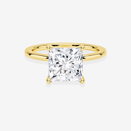 Princess Cut Lab Grown Diamond Classic Solitaire Engagement 14k Gold Ring