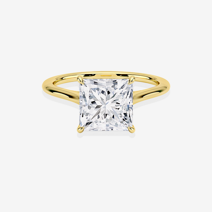 Princess Cut Lab Grown Diamond Petite Solitaire Engagement 14k Gold Ring