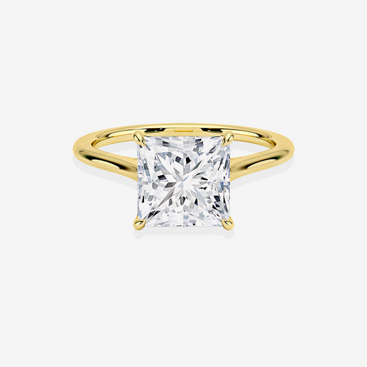 Princess Cut Lab Grown Diamond Petite Solitaire Engagement 14k Gold Ring