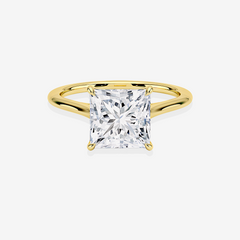Princess Cut Lab Grown Diamond Petite Solitaire Engagement 14k Gold Ring