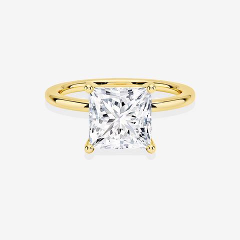 Princess Cut Lab Grown Diamond Solitaire Engagement 14k Gold Ring