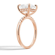 Princess Cut Lab Grown Diamond Hidden Halo Engagement 9K Gold Ring